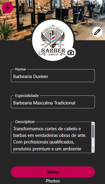 tela de edição de landing page